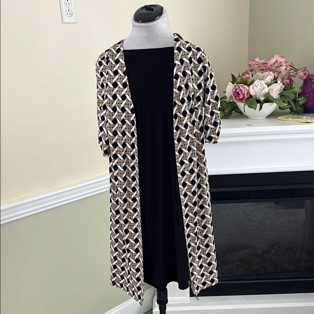 Perceptions Black Overlay Geometric Patterned Car… - image 2